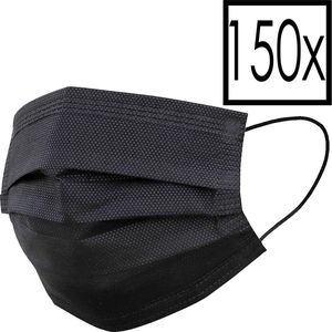 Mondkapje Wegwerp Mondmasker Universeel Niet Medisch Zwart - 150x