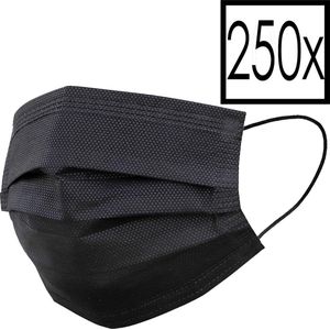 Mondkapje Wegwerp Mondmasker Universeel Niet Medisch Zwart - 250x