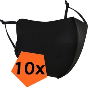 Mondkapje Wasbaar Zwart Verstelbaar Mondmasker Wasbaar Mondkapje Wasbare Mondkapjes Universeel Verstelbaar Zwart - 10 PACK