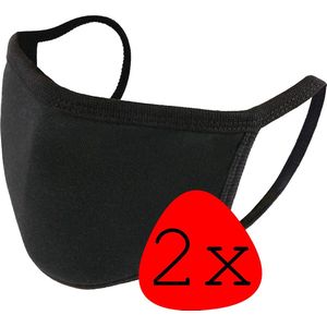 Wasbaar Mondkapje Zwart Katoen Wasbaar Mondmasker Elastisch Mondkapjes - 2 stuks