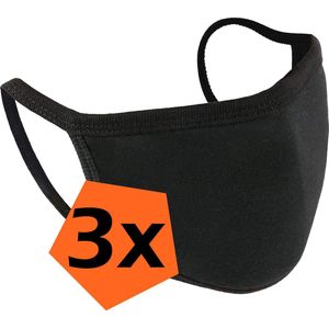 Mondkapje Wasbaar Zwart Katoenen Mondmasker Wasbaar Mondkapje Wasbare Mondkapjes Universeel Katoen Zwart - 3 PACK