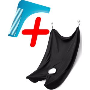 Baard Schort En Baardkam Voor Scheren - Beard Cape Haar Opvanger Met Baard Kam Trimmer - Zwart & Blauw