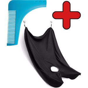 Baardkam En Baardschort Beard Cape Shaving - Baard Schort Met Baard Trimmer Beard Shaper Kam - Blauw & Zwart