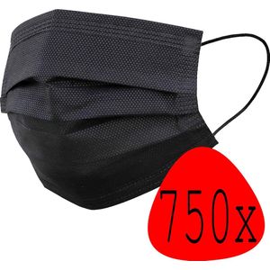 Mondmasker Wegwer Mondkapje Zwart Wegwerp - Mondkap Wegwerp Niet Medisch - 750 Stuks