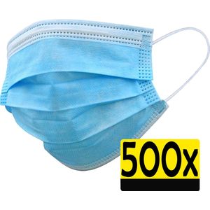 Mondkapje Blauw Wegwerp - Mondmasker Wegwerp - Mondkapje Wegwerp Blauw - Mondkapjes Wegwerp Blauw - 500 Stuks