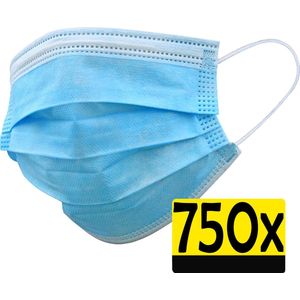 Mondkapje Blauw Wegwerp - Mondmasker Wegwerp - Mondkapje Wegwerp Blauw - Mondkapjes Wegwerp Blauw - 750 Stuks