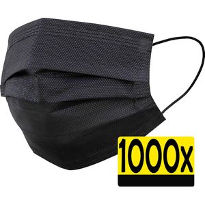 Mondkapje Zwart Wegwerp - Mondmasker Wegwerp - Mondkapje Wegwerp Zwart - Mondkapjes Wegwerp Zwart - 1.000 Stuks