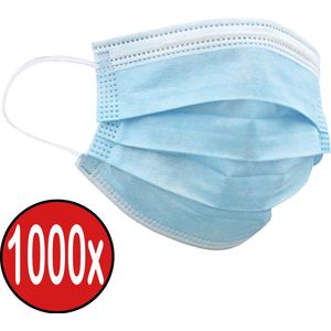 Mondkapje Wegwerp Blauw Mondmasker Mondkapje Wegwerp Mondkapjes Niet Medisch Universeel - 1.000x