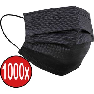 Mondkapje Wegwerp Zwart Mondmasker Mondkapje Wegwerp Mondkapjes Niet Medisch Universeel - 1000x