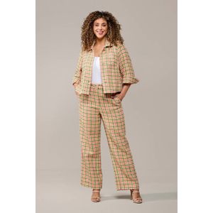 Josie - Pantalon - Roze Groen - Boucléstof