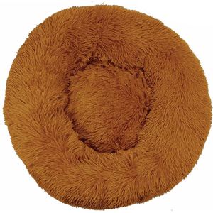 KUSSIES® Kussen 70 Cm Met Wasbare Hoes - Cognac Bruin - Hondenkussen Speelkussen Kind - Donut Zitzak Rond Hondenmand Kinderkamer Zitkussen Bruine