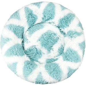 KUSSIES® Kussen 100 Cm Met Wasbare Hoes - Mandala Ibiza Wit Blauw - Hondenkussen Speelkussen Kind - Donut Zitzak Rond Hondenmand Loungekussen Fluffy