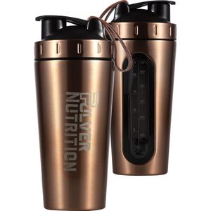 Pulver Premium RVS Shakebeker & Thermosbeker – Proteïne Shaker – Shake - BPA Vrij – 1000 ml - Shaker - Rose gold