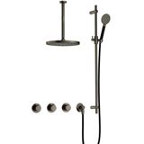 Hotbath Cobber IBS70 inbouw doucheset met 2 stopkranen met ronde handdouche, plafondbuis 30 cm, m106 en glijstang - Verouderd ijzer