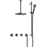 Hotbath Cobber IBS70 inbouw doucheset met 2 stopkranen met ronde handdouche, plafondbuis 30 cm en glijstang - Zwart chroom