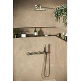 Hotbath Cobber IBS70 inbouw doucheset met 2 stopkranen met ronde handdouche, plafondbuis 15 cm, m106 en glijstang - Zwart chroom