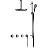 Hotbath Cobber IBS70 inbouw doucheset met 2 stopkranen met ronde handdouche, plafondbuis 15 cm, m106 en glijstang - Zwart chroom