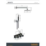 Hotbath Cobber @work IBSW70 inbouw doucheset met 2 stopkranen met ronde handdouche, plafondbuis 30 cm, m106 en glijstang - Geborsteld nikkel