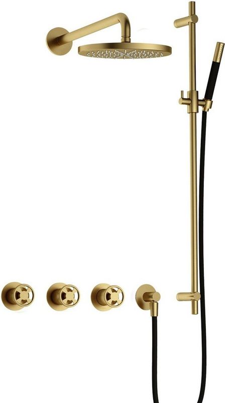 Hotbath - Cobber IBSW70 - Inbouw Doucheset - Geborsteld Messing PVD - Met 2 Stopkranen - Douchekranen