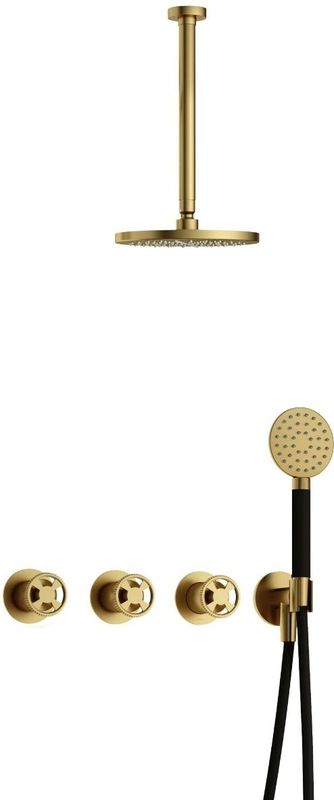 Hotbath - Cobber IBSW70 - Inbouw Doucheset - Geborsteld Messing PVD - Met 2 Stopkranen