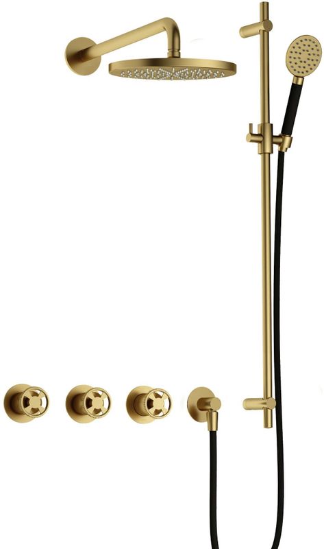 Hotbath - Cobber IBSW70 - Inbouw Doucheset - Geborsteld Messing PVD - Met 2 Stopkranen