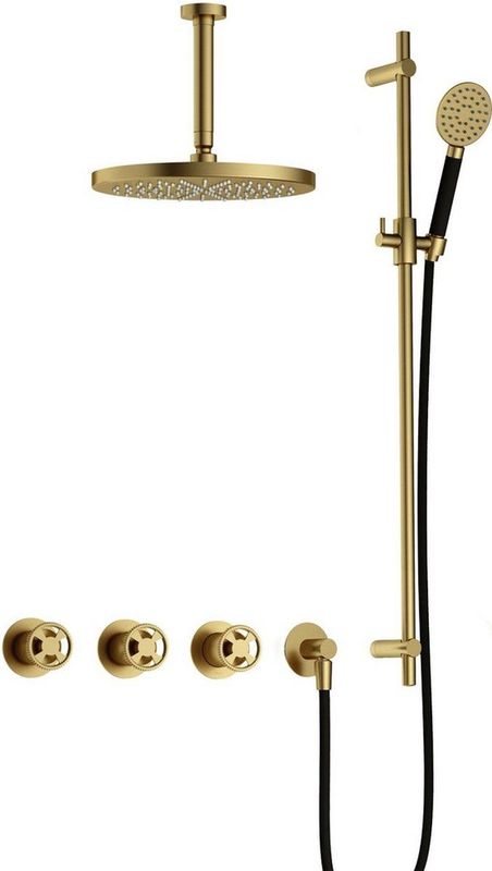 Hotbath - Cobber IBSW70 - Inbouw Doucheset - Geborsteld Messing PVD - Met 2 Stopkranen