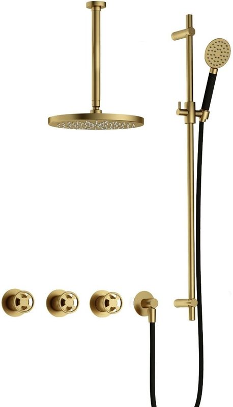 Hotbath - Cobber IBSW70 - Inbouw Doucheset - Geborsteld Messing PVD - Met 2 Stopkranen