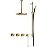 Hotbath - Cobber IBSW70 - Inbouw Doucheset - Geborsteld Messing PVD - Met 2 Stopkranen en Plafondbuis 30 Cm