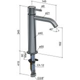 Hotbath Archie Wastafelmengkraan zonder waste Middel BGP Geborsteld Gunmetal PVD AR003MBGP