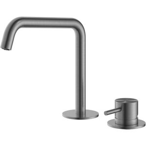 Wastafelmengkraan Hotbath Archie 2 Gats Zonder Waste Geborsteld Gunmetal PVD