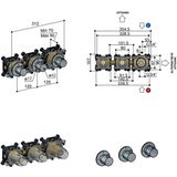 Hotbath Archie AR7067EXTIX afbouwdeel - inbouw douchethermostaat met 2 stopkranen horizontaal/verticaal RVS 316 - Geborsteld Koper PVD