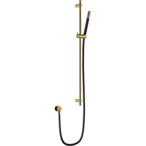 Glijstangset hotbath archie met wanduitlaat doucheslang 150 cm staafhanddouche geborsteld messing pvd