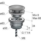 Hotbath Archie Klikwaste - schroef - rond - geborsteld gunmetal PVD AR710BGP