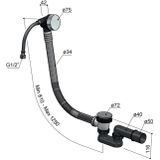 Hotbath Archie AR133 badafvoer + vulcombinatie RVS 316 - Geborsteld Gunmetal PVD