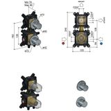 Hotbath Cobber CB7009EXT afbouwdeel 2-weg omstel horizontaal/verticaal - Zwart Chroom