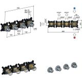 Hotbath Archie AR7070EXT inbouw douchethermostaat met 3 stopkranen horizontaal/verticaal RVS 316 - RVS