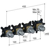 Hotbath Archie AR7070EXT inbouw douchethermostaat met 3 stopkranen horizontaal/verticaal RVS 316 - Geborsteld Gunmetal PVD