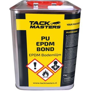 Tackmasters - PU EPDM Bond - Blik 2kg - Lijm - Bodemlijm - EPDM Bodemlijm - EPDM lijm - EPDM - Amerikaans EPDM - Europees EPDM - EPDM Folie - Dakleer - Daklijm - Lijm voor EPDM - 8m2 met 2kg Blik - Enkelzijdig verlijmen