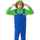 OppoSuits - Luigi Onesie - Groen/Blauw - Katoen/Polyester