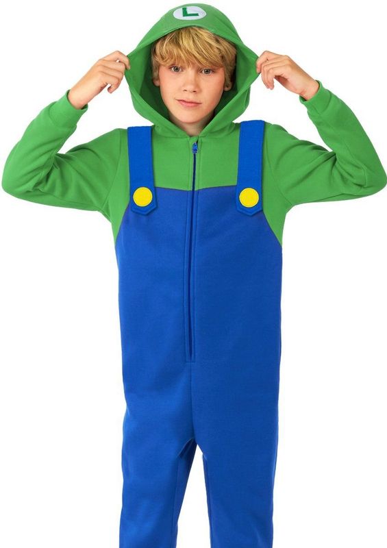 OppoSuits - Luigi Onesie - Groen/Blauw - Katoen/Polyester