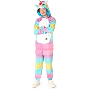 Unicorn - Onesie - Gekleurd - Polyester - Capuchon, 2 Zakken, Kangoeroe zak, Geborstelde binnenkant