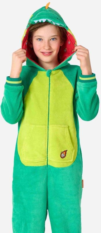 OppoSuits - Dino Onesie - Dinosaurus Fleece Jumpsuit - Carnavalskleding - Groen