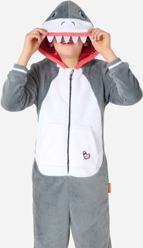 OppoSuits - Shark Onesie - Kinderen - Zacht Fleece - Capuchon met Vin