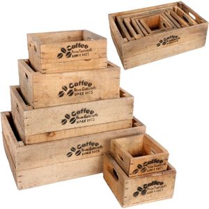 Houten Koffee krat - Fruit kist - Koffie kratten - plantenbaken - bloembak - plantenbak voor binnen en buiten - Hout In Stijl