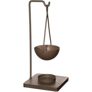 Ideas4seasons Geurbrander - amberblokjes/geurblokjes/geurolie - metaal - bruin - L10 x B10 x H23 cm