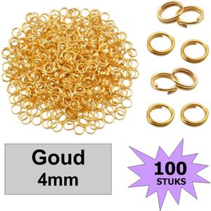 Fako Bijoux® - Splitringetjes - Oogjes - Sieraden Maken - Goudkleurig - 4mm - 100 Stuks