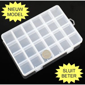 Fako Bijoux® - Opbergdoos - 24 Vakjes - Kralendoos - Opbergbox - Sorteerdoos - Verdeeldoos - Box - 19x13x2cm - 10 Stuks