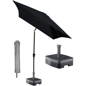 Kopu® rechthoekige parasol Bilbao 150x250 cm met hoes en voet - Black