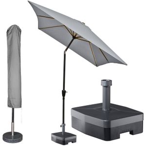 Kopu® Bilbao Rechthoekige Parasol 150x250 cm met hoes en voet - Lichtgrijs