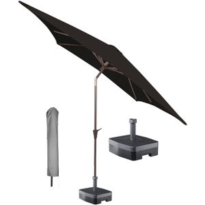 Kopu® vierkante parasol Malaga 200x200 cm met hoes en voet - Black